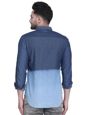 blue ombre denim casual shirt - 16979341 - Standard Image - 3