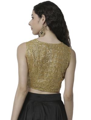 gold satin embroidered blouse - 16979861 - Standard Image - 3