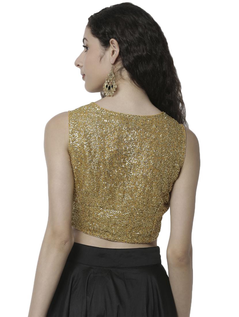gold satin embroidered blouse - 16979861 - Zoom Image - 3