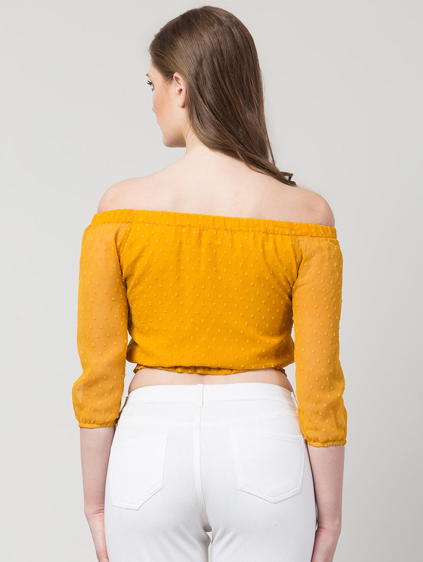 off shoulder dobby top - 16981157 - Zoom Image - 3