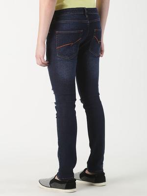 blue light washed distressed denim jeans - 16981189 - Standard Image - 3