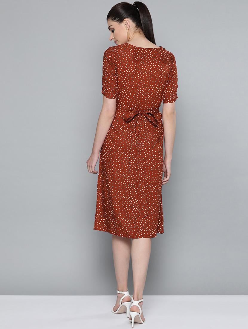 tie back polka dot a-line dress - 16981276 - Zoom Image - 3