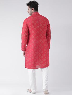 red printed kurta pyjama set - 16986318 - Standard Image - 3