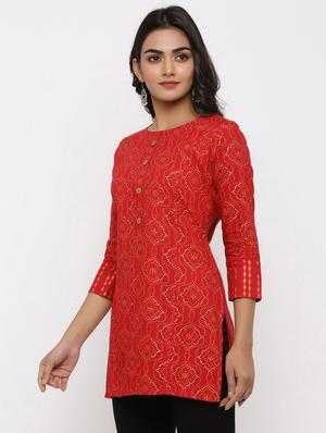 printed straight kurti - 16987278 - Standard Image - 3