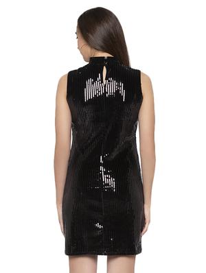 mock neck sequin a-line dress - 16989784 - Standard Image - 3