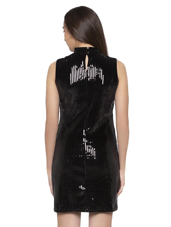mock neck sequin a-line dress - 16989784 - Zoom Image - 3