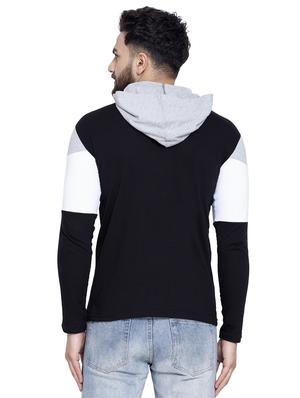 black color block hooded t-shirt - 16990239 - Standard Image - 3