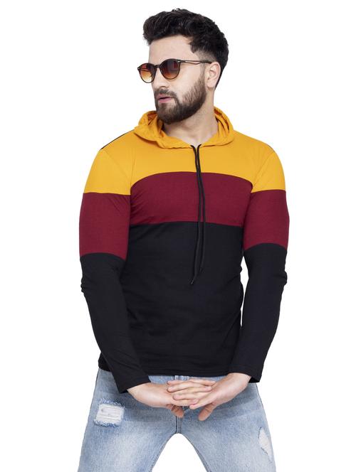 black color block hooded t-shirt - 16990240 - Standard Image - 1