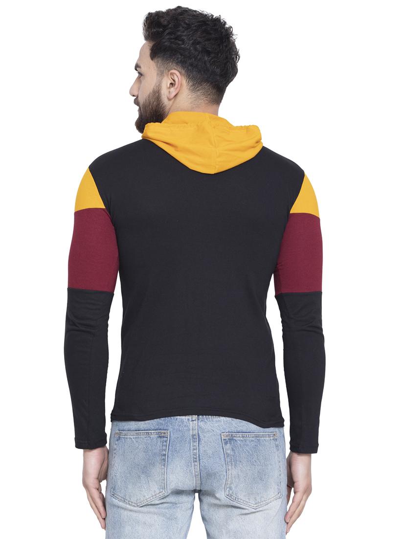 black color block hooded t-shirt - 16990240 - Zoom Image - 3