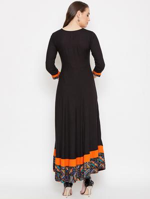 black rayon fit & flare dress - 16992655 - Standard Image - 3
