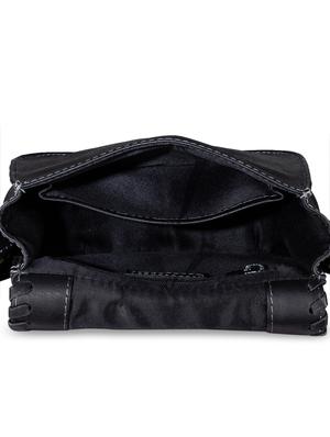 black leather messenger sling bag - 16993394 - Standard Image - 3