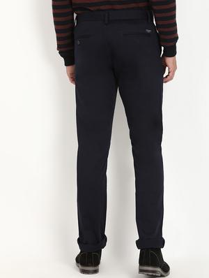 navy blue solid chinos - 16993543 - Standard Image - 3