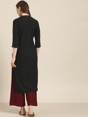 embroidered straight kurta - 16995005 - Standard Image - 3