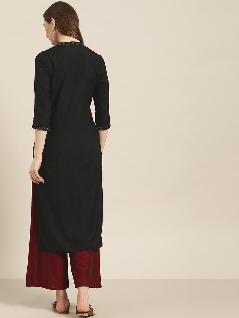 embroidered straight kurta - 16995005 - Zoom Image - 3