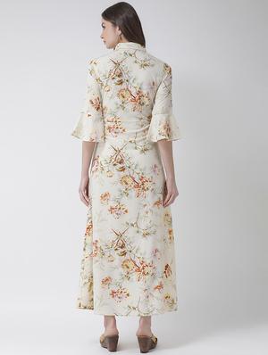 flute sleeves floral maxi dress - 16995805 - Standard Image - 3