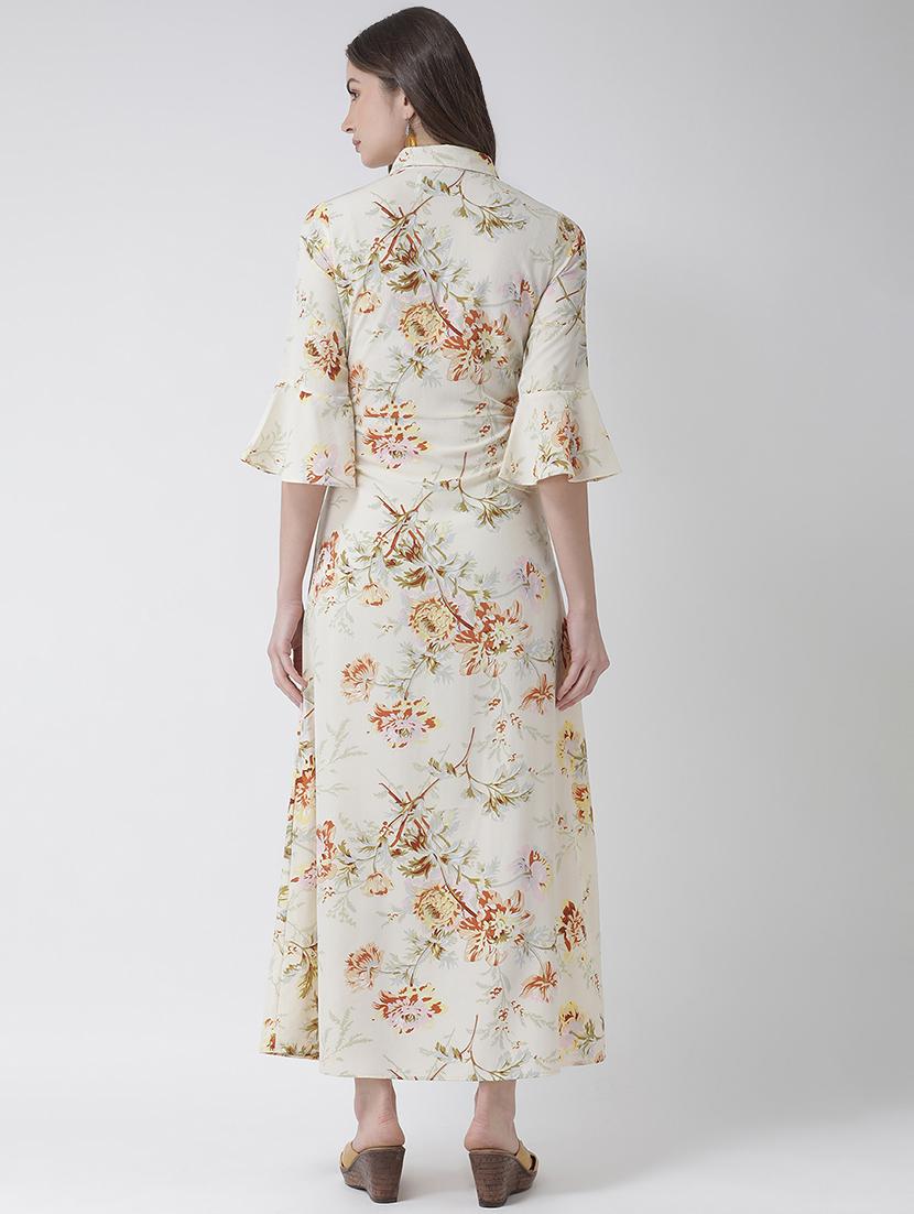 flute sleeves floral maxi dress - 16995805 - Zoom Image - 3