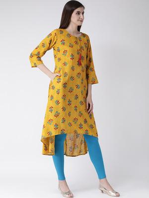 floral high-low kurta - 17000476 - Standard Image - 3