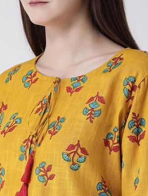 floral high-low kurta - 17000476 - Standard Image - 6