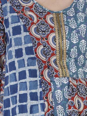 printed layered kurta - 17001355 - Standard Image - 3