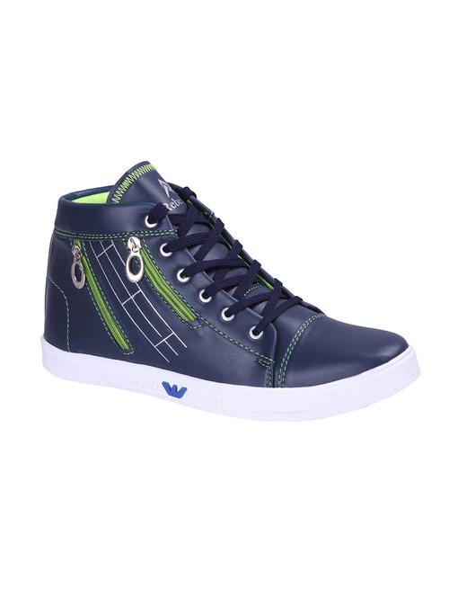 navy synthetic lace up sneakers - 17001786 - Very Small Image - 1