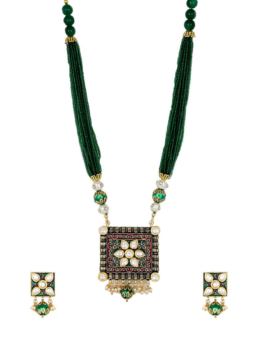 green gold plated pearl necklace