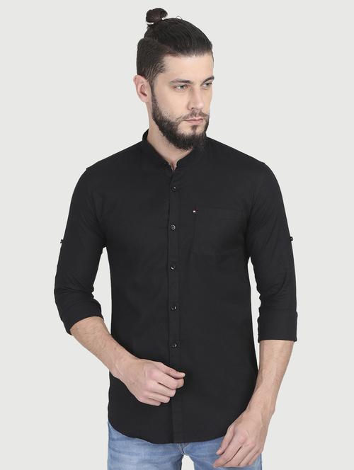 black solid casual shirt - 17011625 - Standard Image - 1