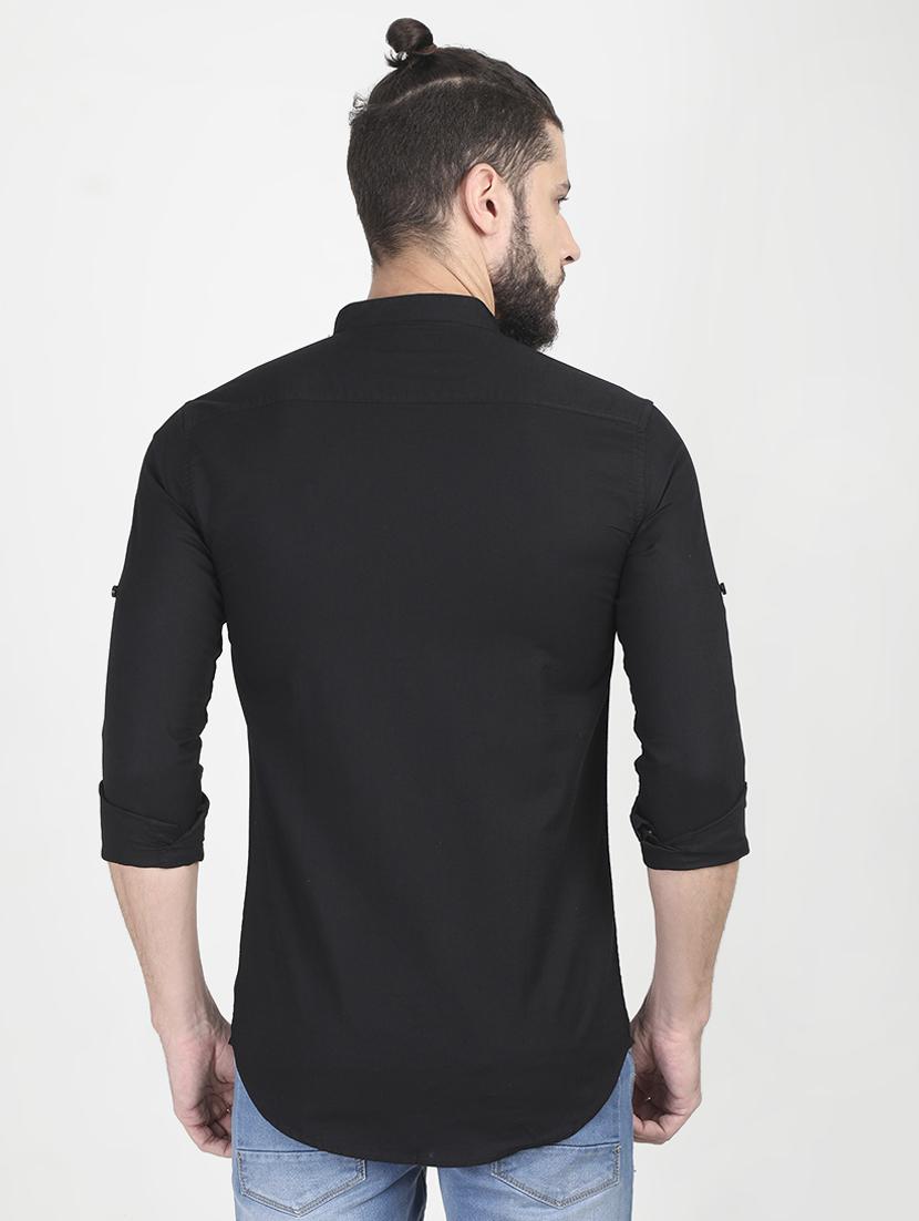 black solid casual shirt - 17011625 - Zoom Image - 3