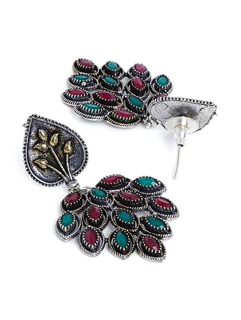 multi colored brass drop earring - 17012100 - Zoom Image - 3