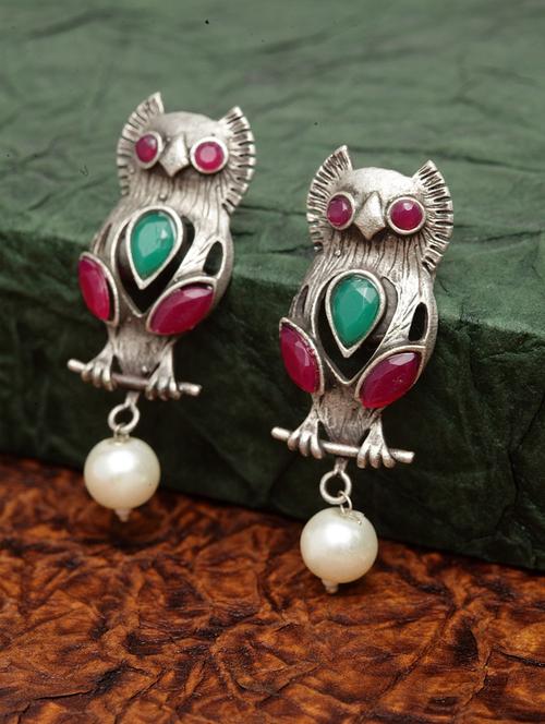 red brass drop earring - 17012138 - Very Small Image - 1