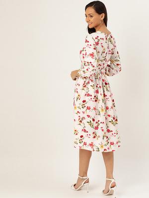 round neck floral flared dress - 17013048 - Standard Image - 3