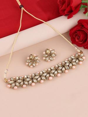gold metal choker necklace - 17013394 - Standard Image - 3