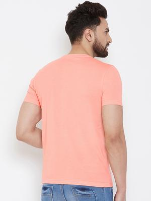 peach typographic chest print t-shirt - 17013702 - Standard Image - 3