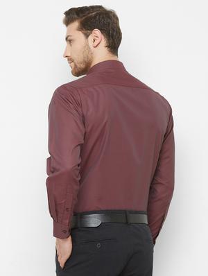 maroon self design formal shirt - 17014659 - Standard Image - 3