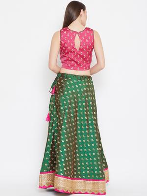 gold print flared lehenga - 17014684 - Standard Image - 3