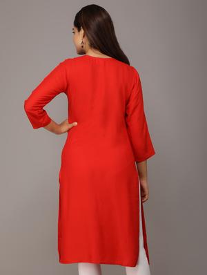 solid straight kurta - 17015157 - Standard Image - 3