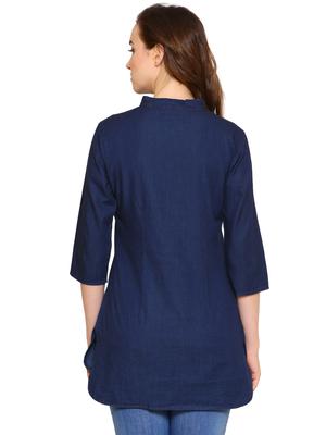 navy blue denim regular tunic - 17020096 - Standard Image - 3
