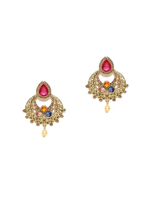 gold tone metal chandballi earring - 17021523 - Standard Image - 1