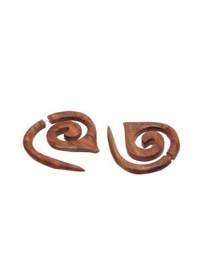 brown wood hoop earring - 17021584 - Standard Image - 3