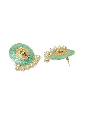 green copper studs earring - 17021644 - Standard Image - 3