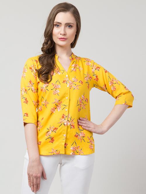 mandarin collar floral shirt - 17022113 - Standard Image - 1