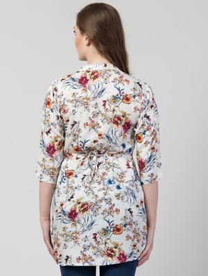 button down floral a-line tunic - 17022119 - Standard Image - 3