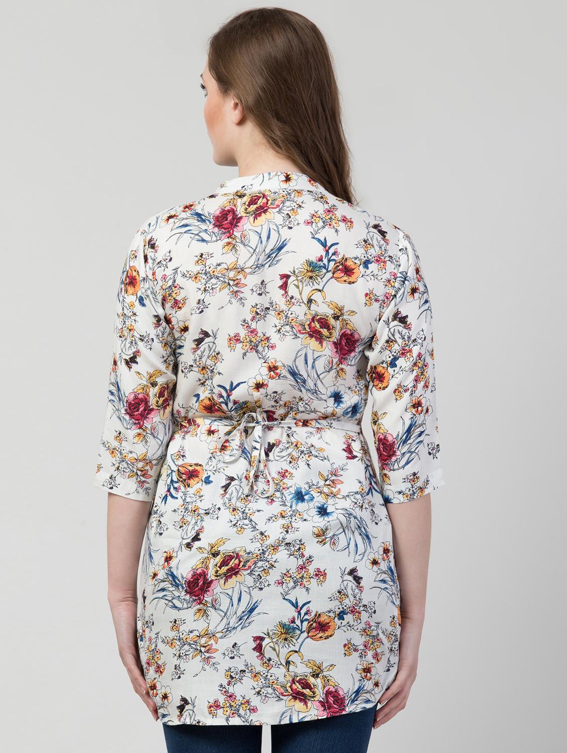 button down floral a-line tunic - 17022119 - Zoom Image - 3