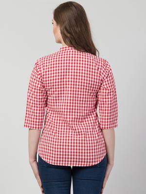 mandarin neck checkered shirt - 17022121 - Standard Image - 3