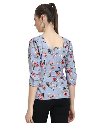 tie front floral top - 17022274 - Standard Image - 3