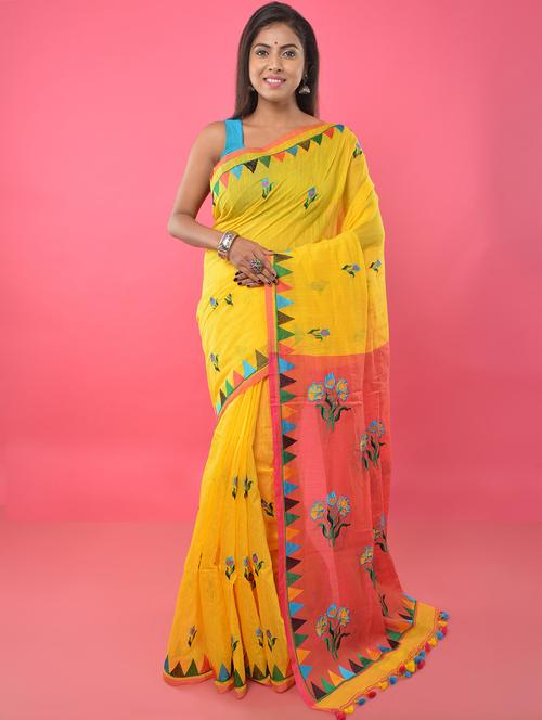 embroidered handloom saree - 17022695 - Very Small Image - 1