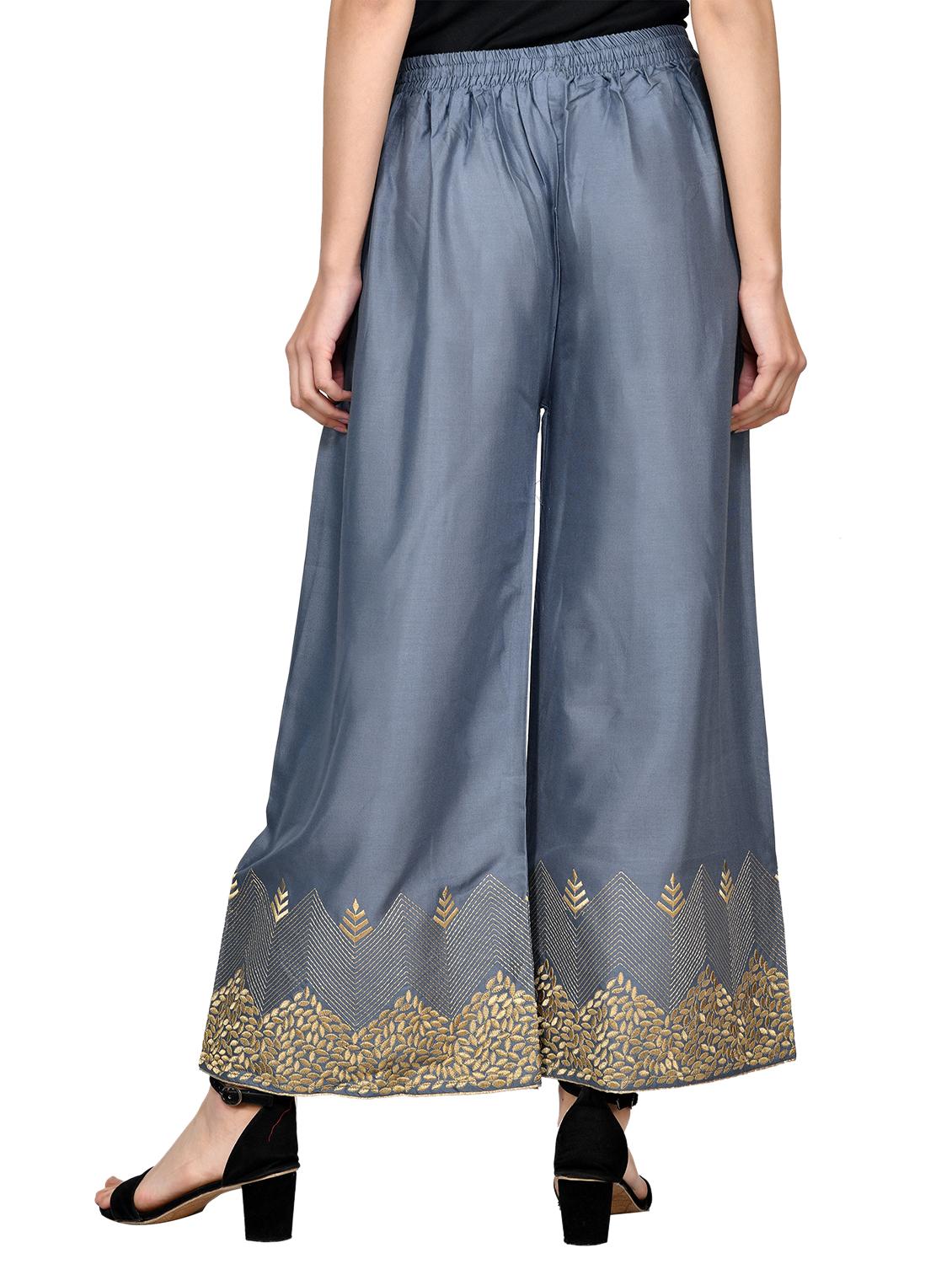 grey rayon flared palazzo - 17024178 - Zoom Image - 3