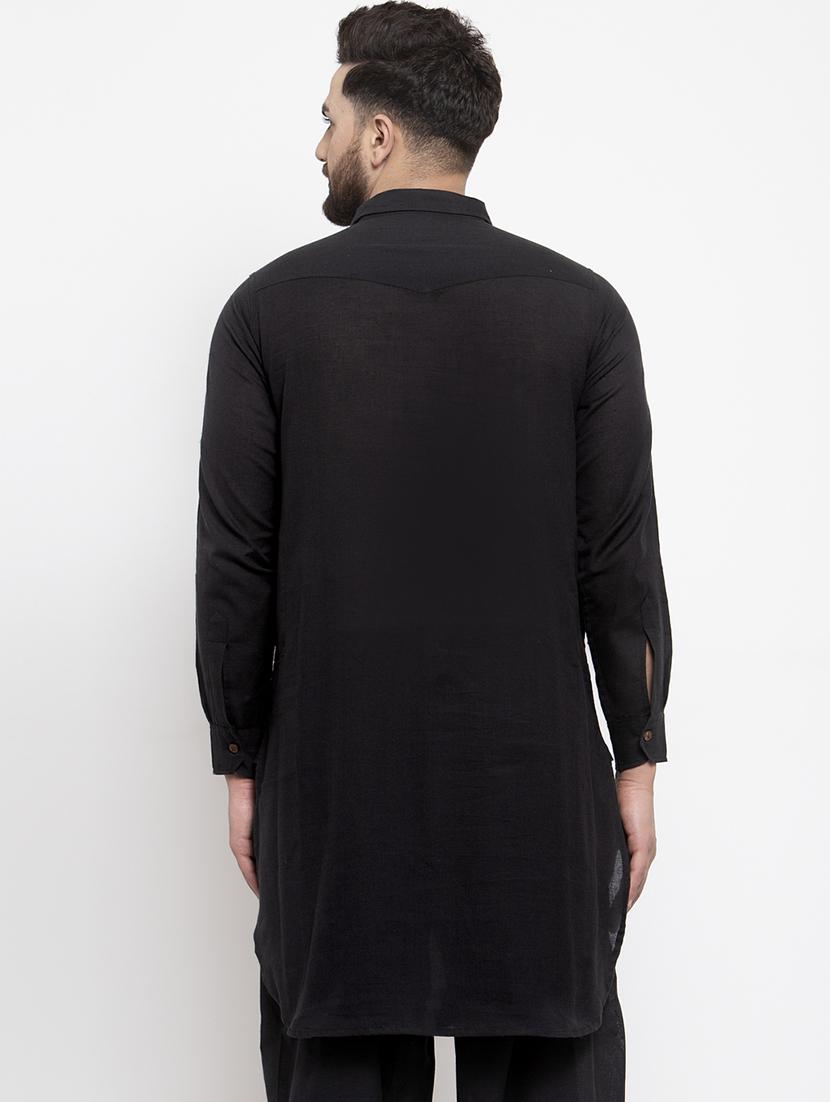 black solid pathani kurta - 17026083 - Zoom Image - 3