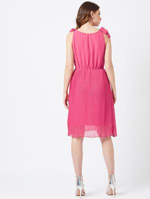 shoulder tie up solid a-line dress - 17027510 - Standard Image - 3