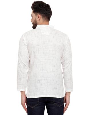 white cotton short kurta - 17031972 - Standard Image - 3