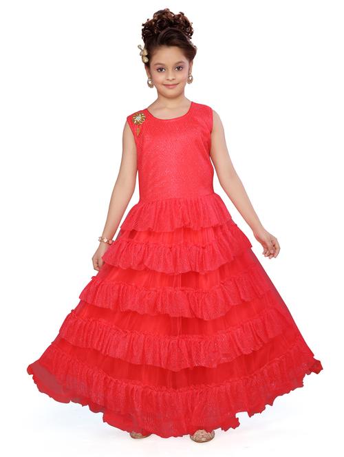red polyester party gown - 17032051 - Standard Image - 1